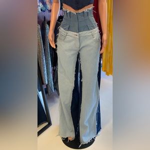 High Waisted Corset Wide Leg Jeans